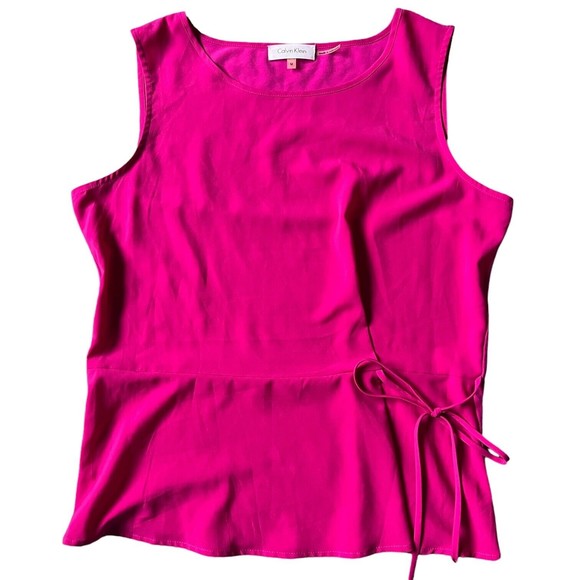 Calvin Klein Women's Sleeveless Blouse Side Tie Chiffon Tank Top w Bow Medium M - Picture 4 of 13